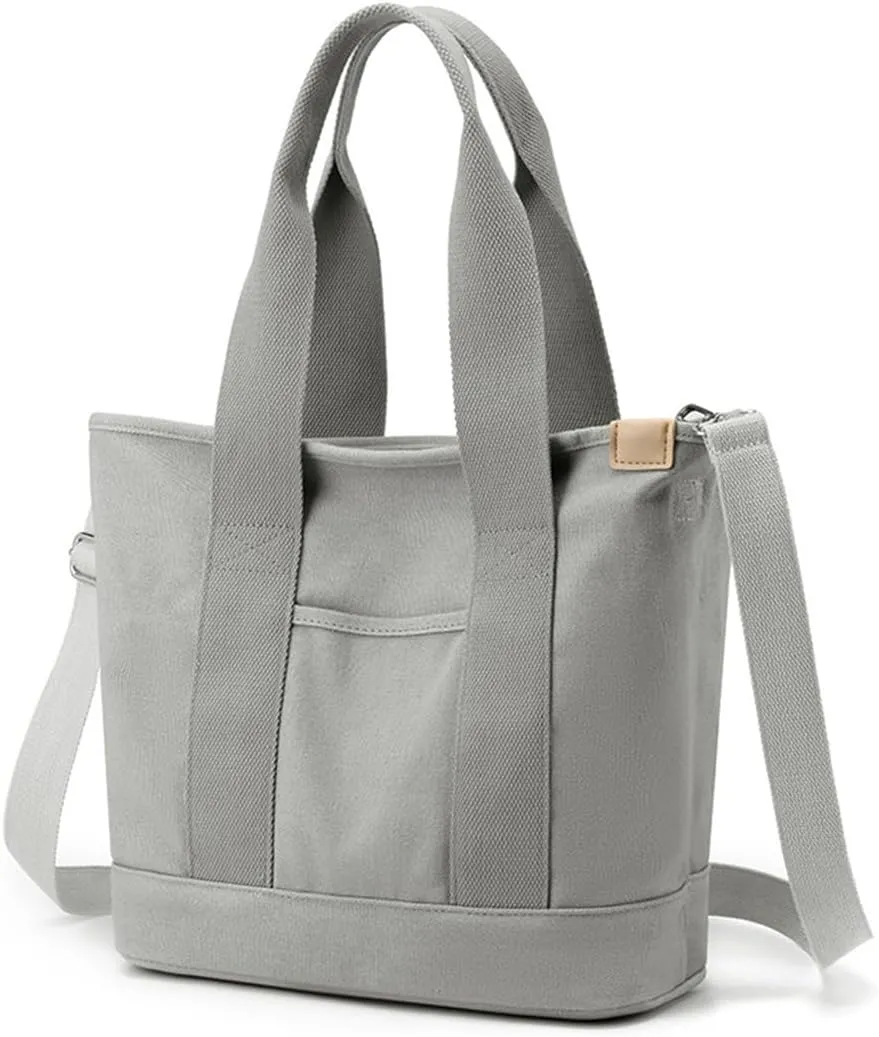 Canvas Crossbody Bag for Women Large Capacity Tote Handbag Multi-Pockets Shoulder Bag Casual Top Handle Bag