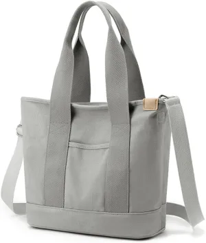 Canvas Crossbody Bag for Women Large Capacity Tote Handbag Multi-Pockets Shoulder Bag Casual Top Handle Bag