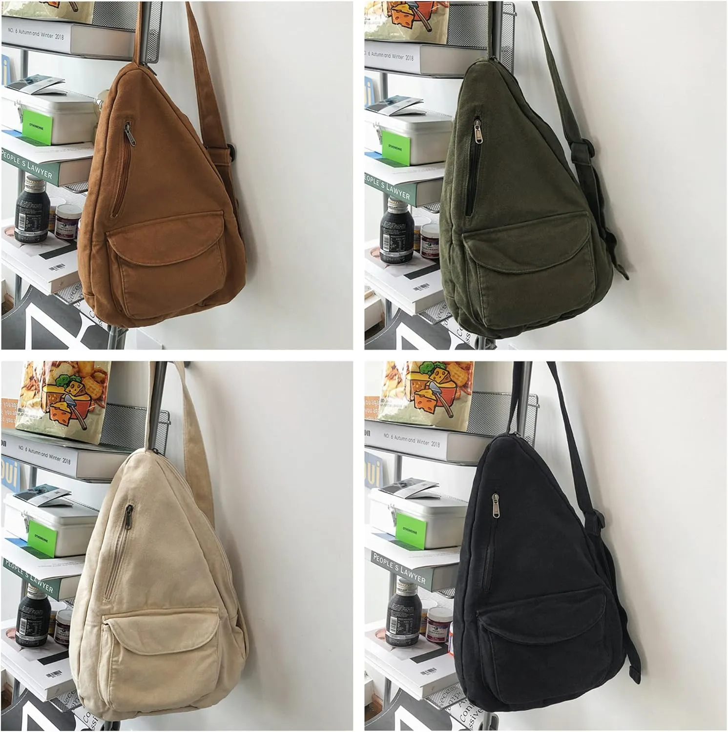 Canvas Crossbody Bag Unisex Shoulder Bag for University Campus Chest Bag Sports Bag for Mens Womens