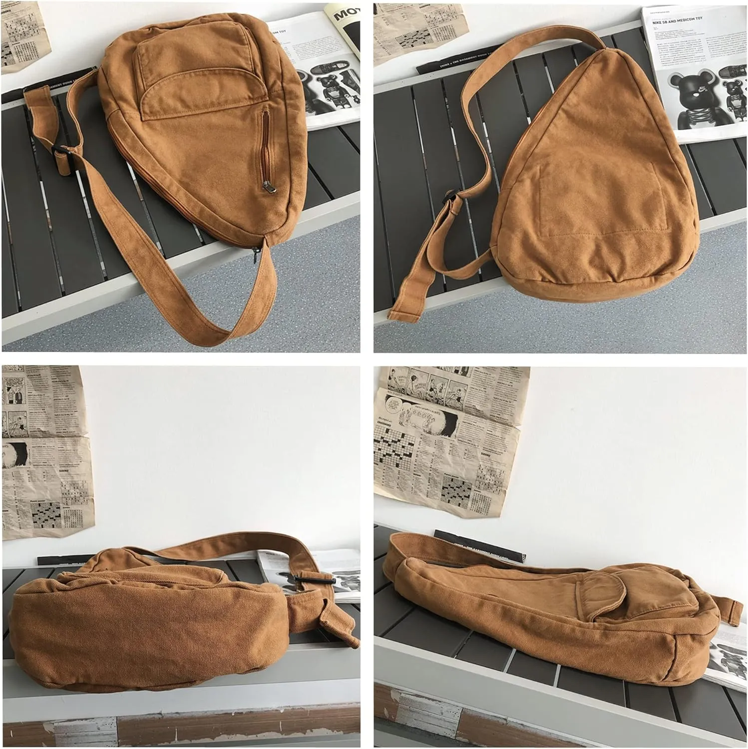 Canvas Crossbody Bag Unisex Shoulder Bag for University Campus Chest Bag Sports Bag for Mens Womens