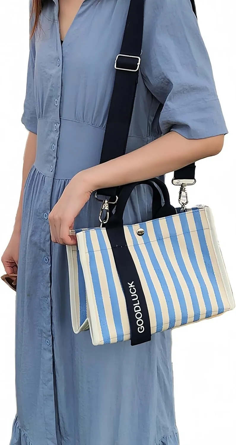 Canvas Crossbody Shoulder Bag for Women, Sling Tote with Handles & Removable Strap, Fanny Pack Travel Handbag