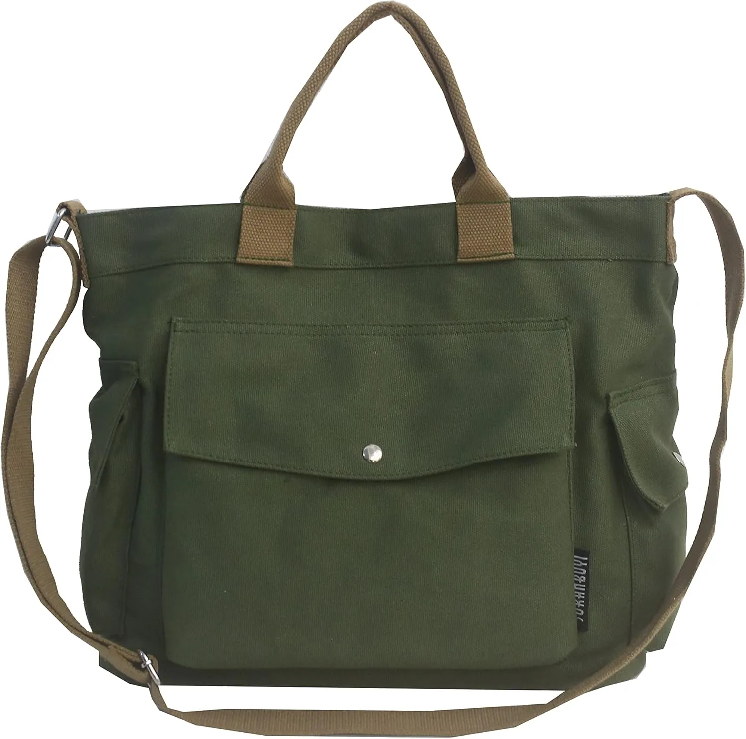Canvas Crossbody Tote Shoulder Purse Bag for Women and Men with Multi-pocket for Shopping, Travel and Work