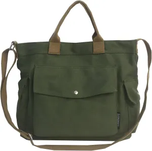 Canvas Crossbody Tote Shoulder Purse Bag for Women and Men with Multi-pocket for Shopping, Travel and Work