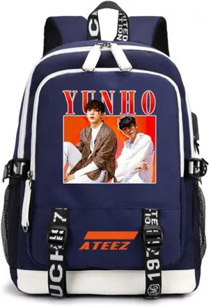 Canvas Korean Backpack Daypack Laptop Bag Student Rucksack School Bag with USB port 16