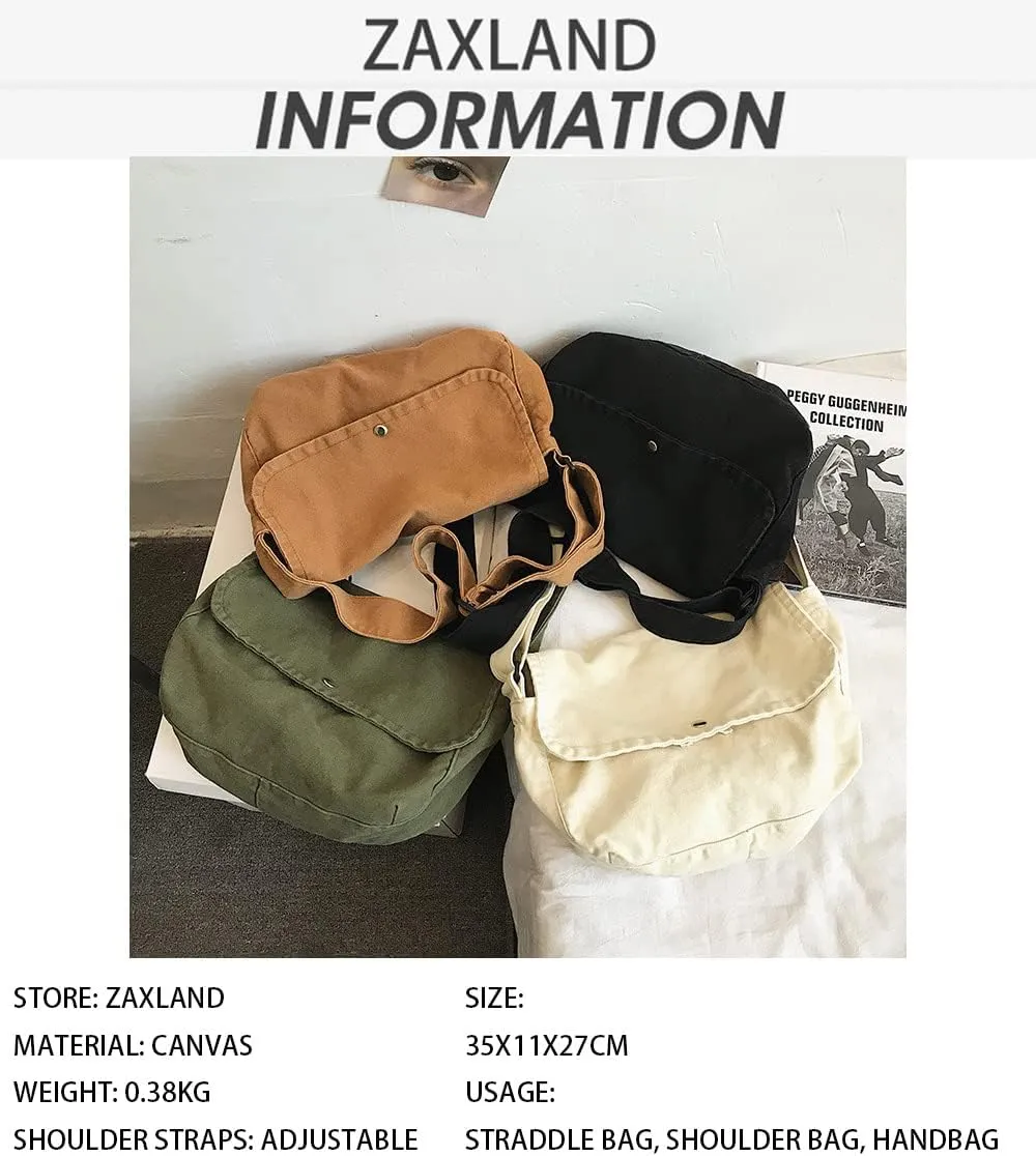Canvas Messenger Bag Vintage Hobo Crossbody Bag for Men Women Large Shoulder Purse Travel Hiking
