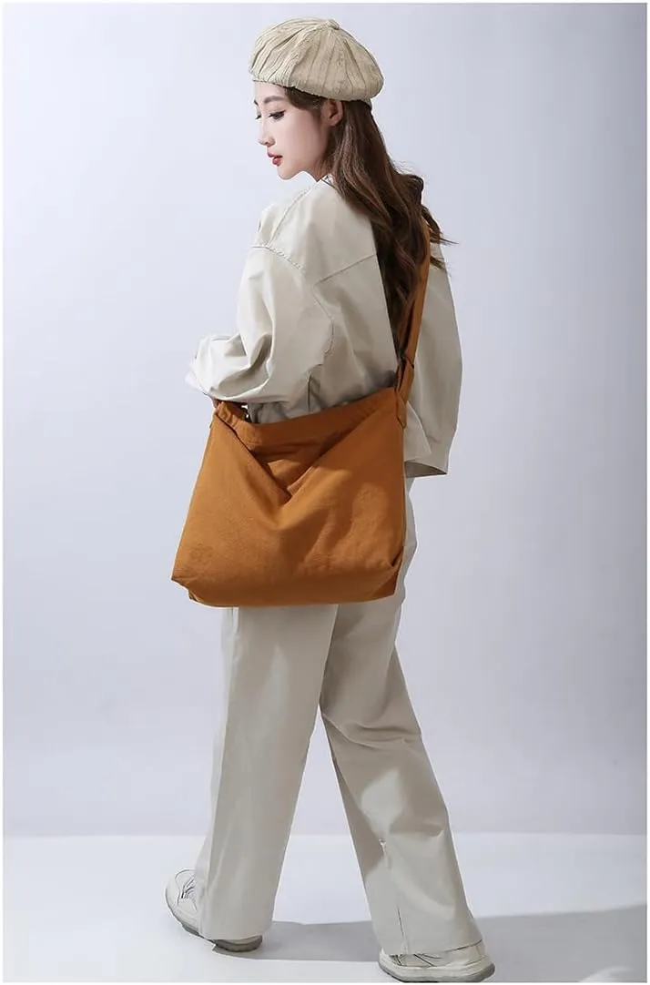 Canvas Shoulder Handbag Casual Retro Style Tote Bag Convenient Adjustable Shoulder Strap Crossbody Bag