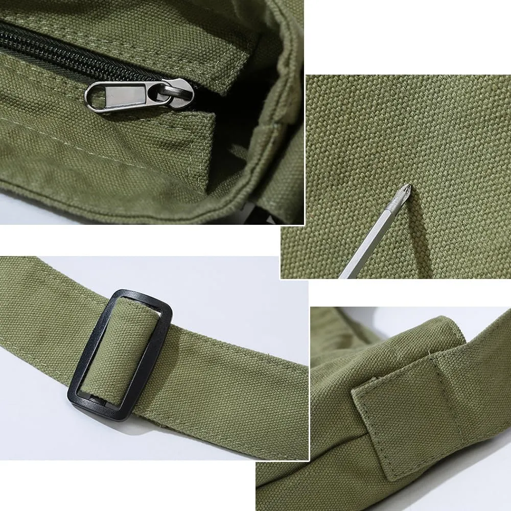 Canvas Shoulder Handbag Casual Retro Style Tote Bag Convenient Adjustable Shoulder Strap Crossbody Bag