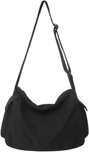 Canvas Shoulder Purse for Women Retro Crossbody with Wide Strap Vintage Style Casual Tote Minimalist Daily Outfit Travel Bag