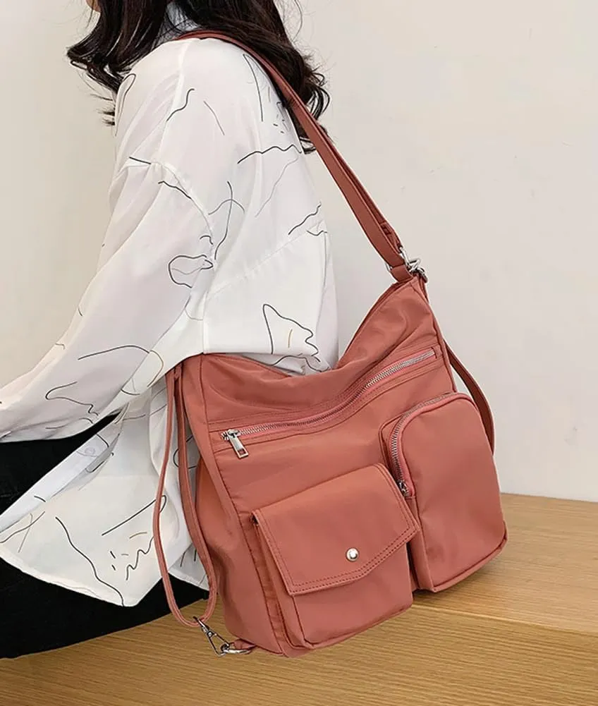 Canvas Tote Bag for Women Large Messenger Shoulder Bag with Zipper Multi-pockets Crossbody Handbag Hobo Purse