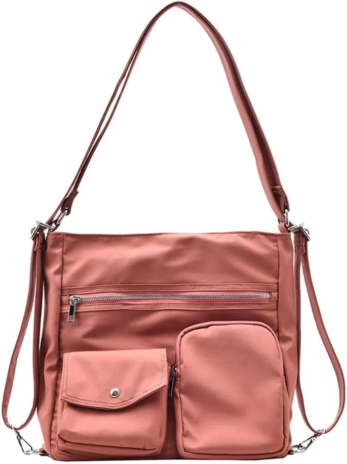 Canvas Tote Bag for Women Large Messenger Shoulder Bag with Zipper Multi-pockets Crossbody Handbag Hobo Purse