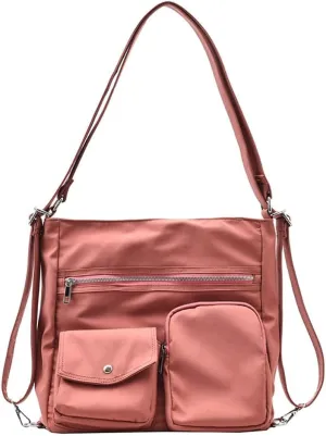 Canvas Tote Bag for Women Large Messenger Shoulder Bag with Zipper Multi-pockets Crossbody Handbag Hobo Purse