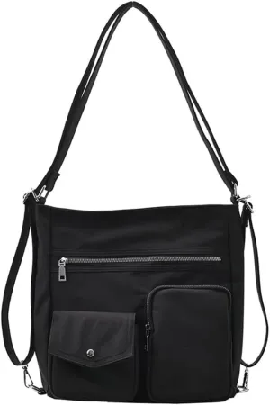 Canvas Tote Bag for Women Large Messenger Shoulder Bag with Zipper Multi-pockets Crossbody Handbag Hobo Purse