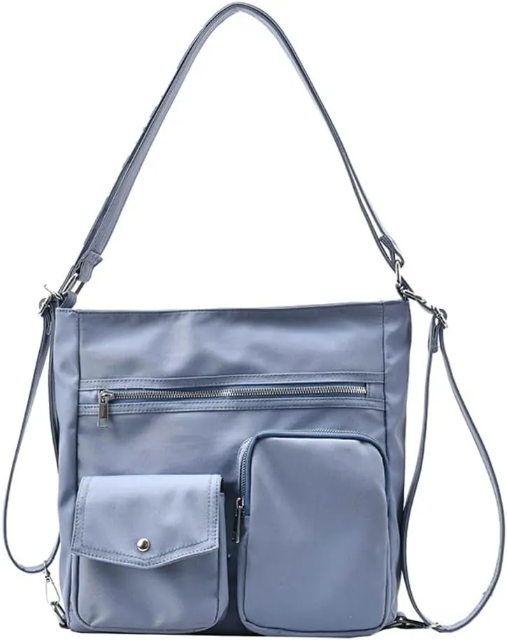 Canvas Tote Bag for Women Large Messenger Shoulder Bag with Zipper Multi-pockets Crossbody Handbag Hobo Purse