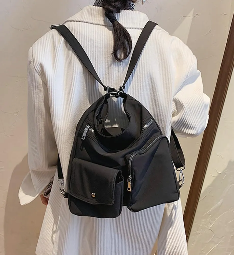 Canvas Tote Bag for Women Large Messenger Shoulder Bag with Zipper Multi-pockets Crossbody Handbag Hobo Purse