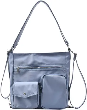 Canvas Tote Bag for Women Large Messenger Shoulder Bag with Zipper Multi-pockets Crossbody Handbag Hobo Purse