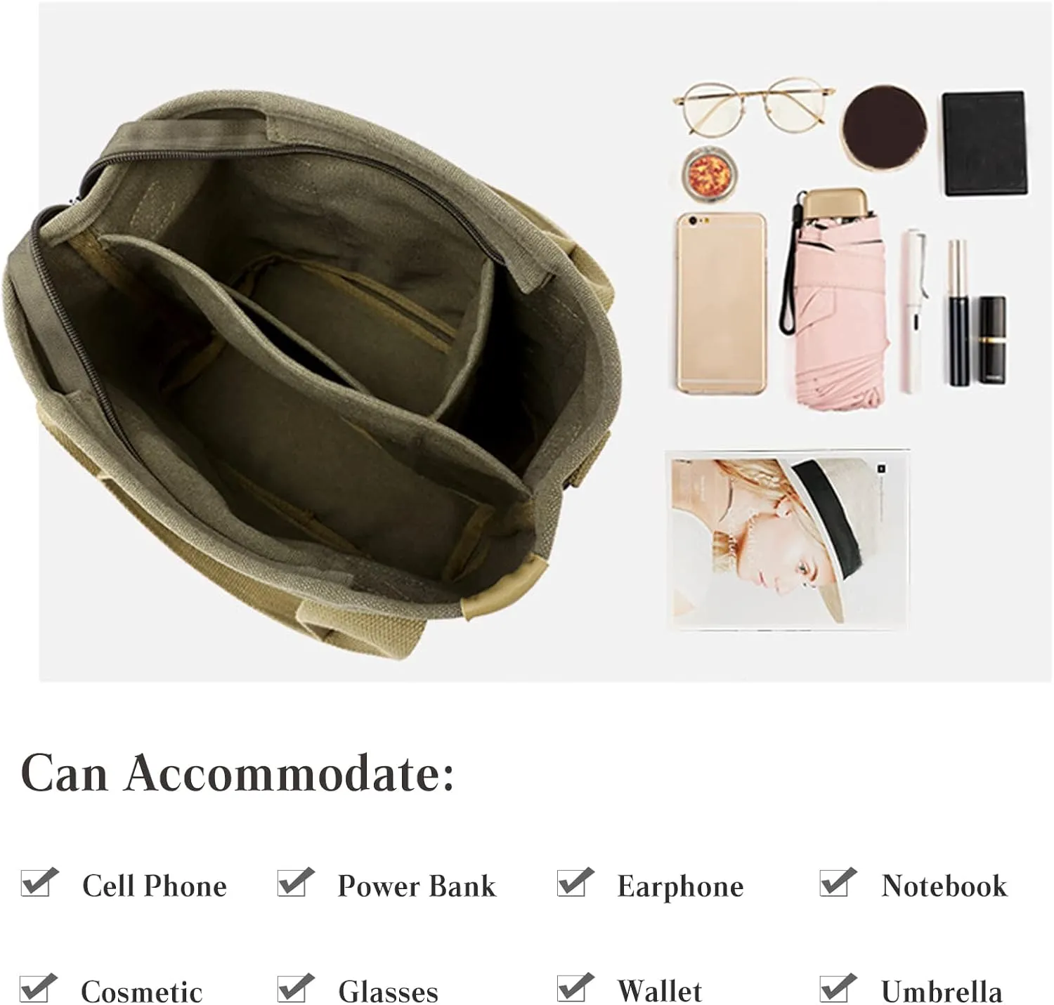Canvas Tote Bag for Women Small Handbag Satchel Bag Shoulder Bag Top Handle Bag Messenger Bag Casual Crossbody Bag