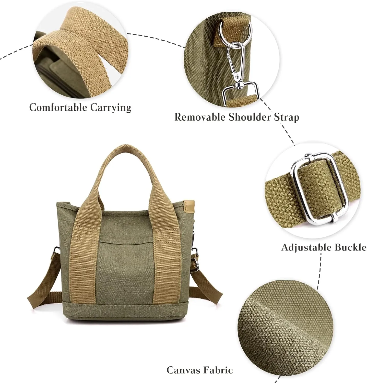 Canvas Tote Bag for Women Small Handbag Satchel Bag Shoulder Bag Top Handle Bag Messenger Bag Casual Crossbody Bag