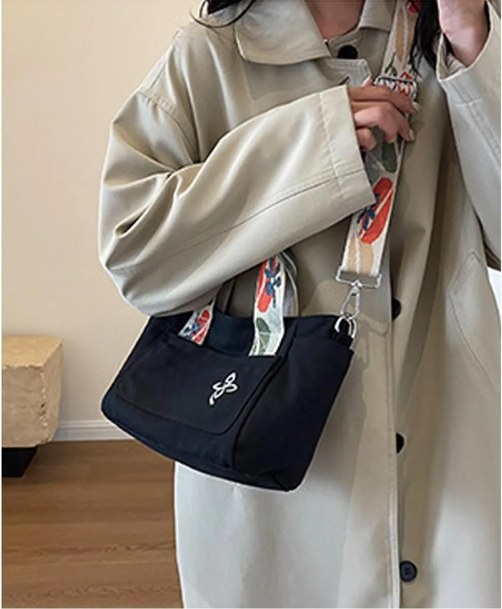 Canvas Tote Bag - Women's Leisure Commuter One Shoulder Crossbody