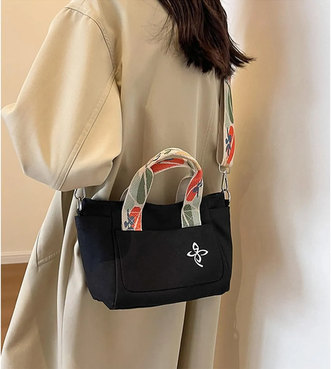 Canvas Tote Bag - Women's Leisure Commuter One Shoulder Crossbody