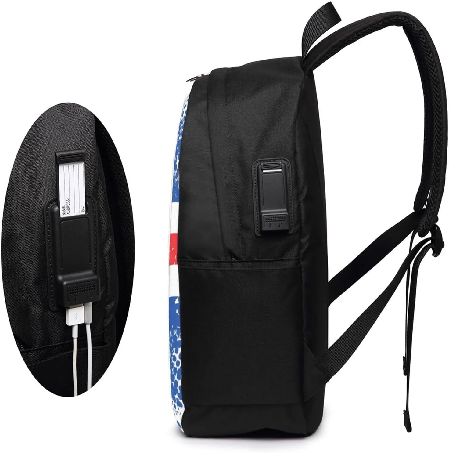 Cape Verde Cape Verdean Flag Travel Backpack 17-Inch Laptop Backpacks Business Rucksack Casual Sport Daypack with USB Charging Port Carry-on Bag for Camping Biking