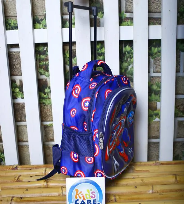 Captain America Themed Small Trolley Bag for Playgroup | Blue (HSD-33012)