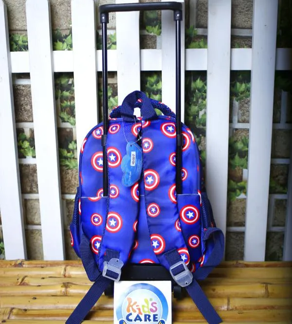 Captain America Themed Small Trolley Bag for Playgroup | Blue (HSD-33012)