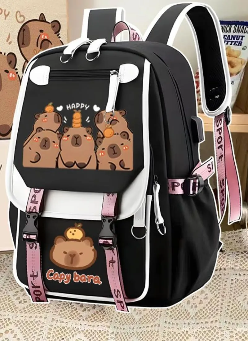 Capybara Print Backpack Gift for Women Polyester Bag Print Travel Bags Stylish Laptop Large Capacity Canvas Bag (Style F)