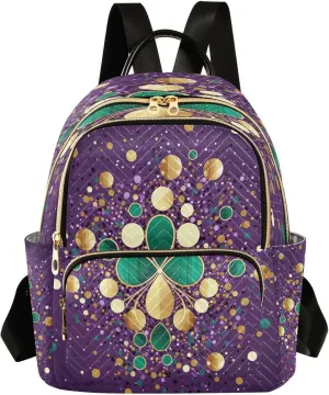 Carnival Mardi Gras Backpack Purse for Women Fashion Small Mini Daypack Purse for Lady Anti-theft Shoulder Bag Back Pack Handbag Lady Purse