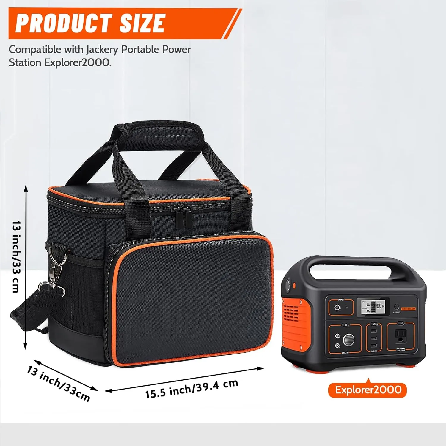 Carrying Bag for Jackery Portable Power Station Explorer 2000 Storage Pockets Battery Case Travel Power Pack