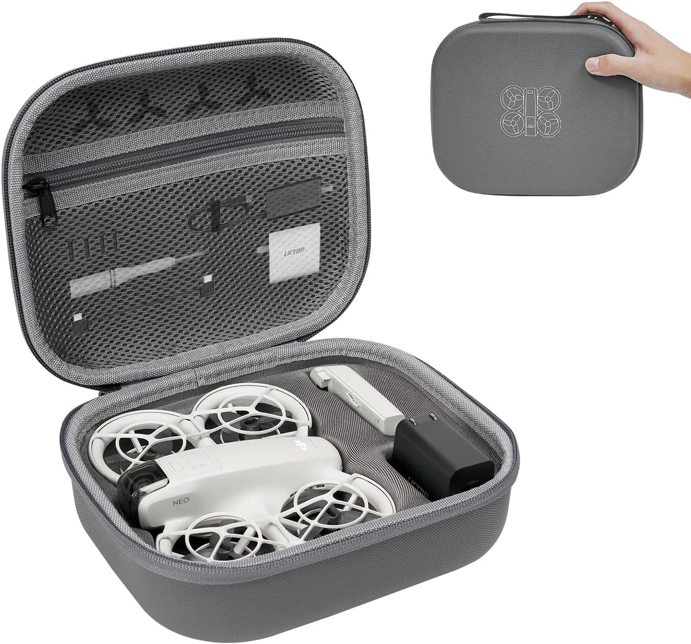 Carrying Case for DJI Neo (No RC), Portable PU Leather Storage Bag, Waterproof Hard Case Neo Travel Bag, Compatible with DJI Neo Drone, Battery, Charger, Propellers Aceessories (9×7×3 In)
