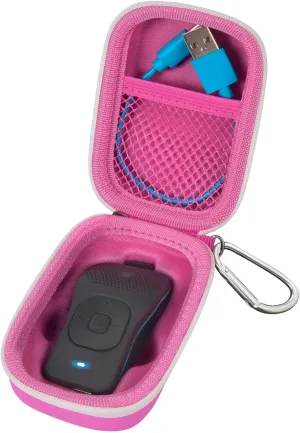 Carrying Case for Noxgear 39g Wearable Bluetooth Clip Speaker, Magnetic Clip-On Wireless Portable Speakers Mini Travel Storage Holder Box with Pocket for Cables, Carabiner-Bag Only (Pink)