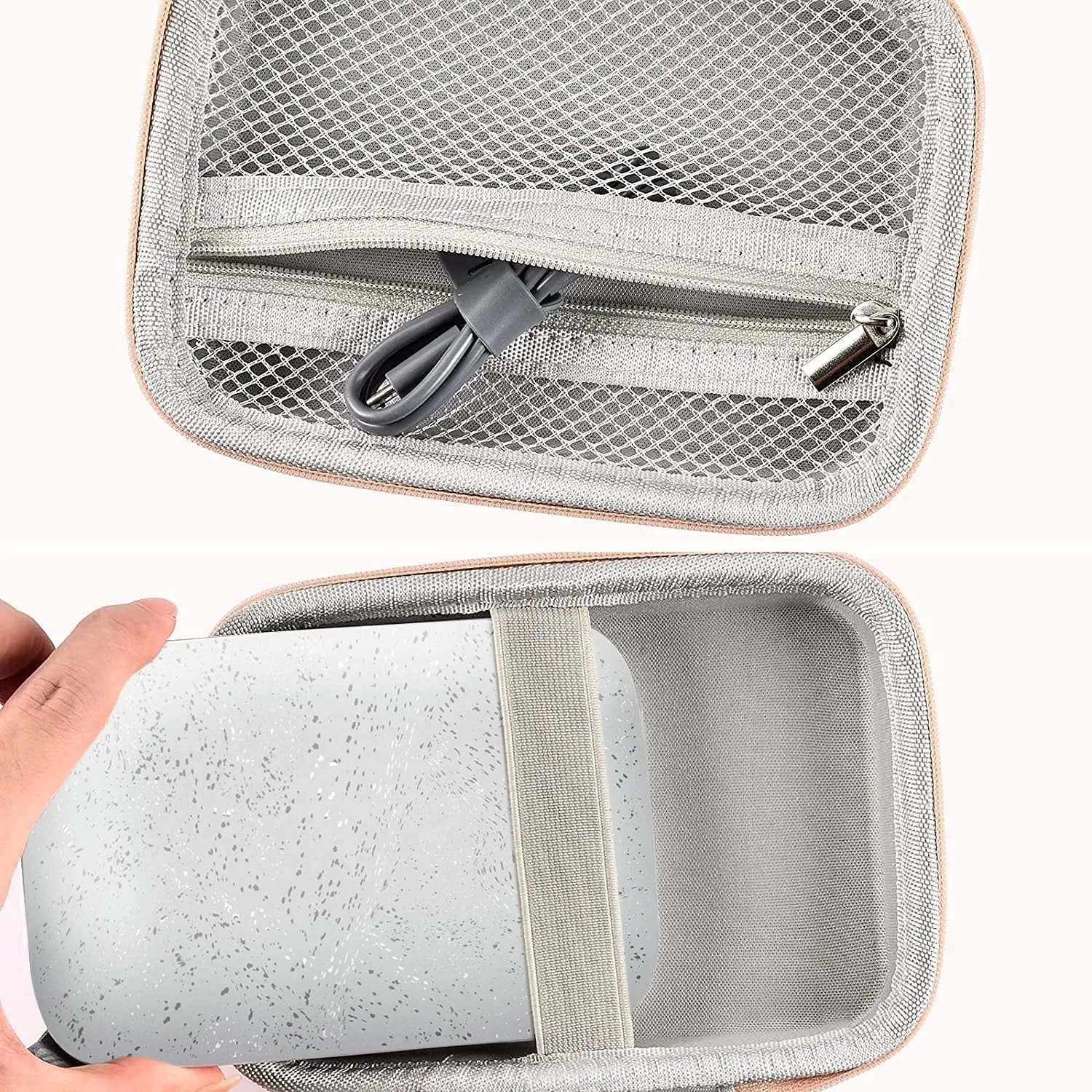 Case Compatible with HP Sprocket Portable 2x3/ Select 2.3x3.4/ 2nd Edition Printer, Travel Carrying Organizer Holder Fits for Zink Photo Paper, USB Cable and More Accessories (Box Only) - Rose Gold