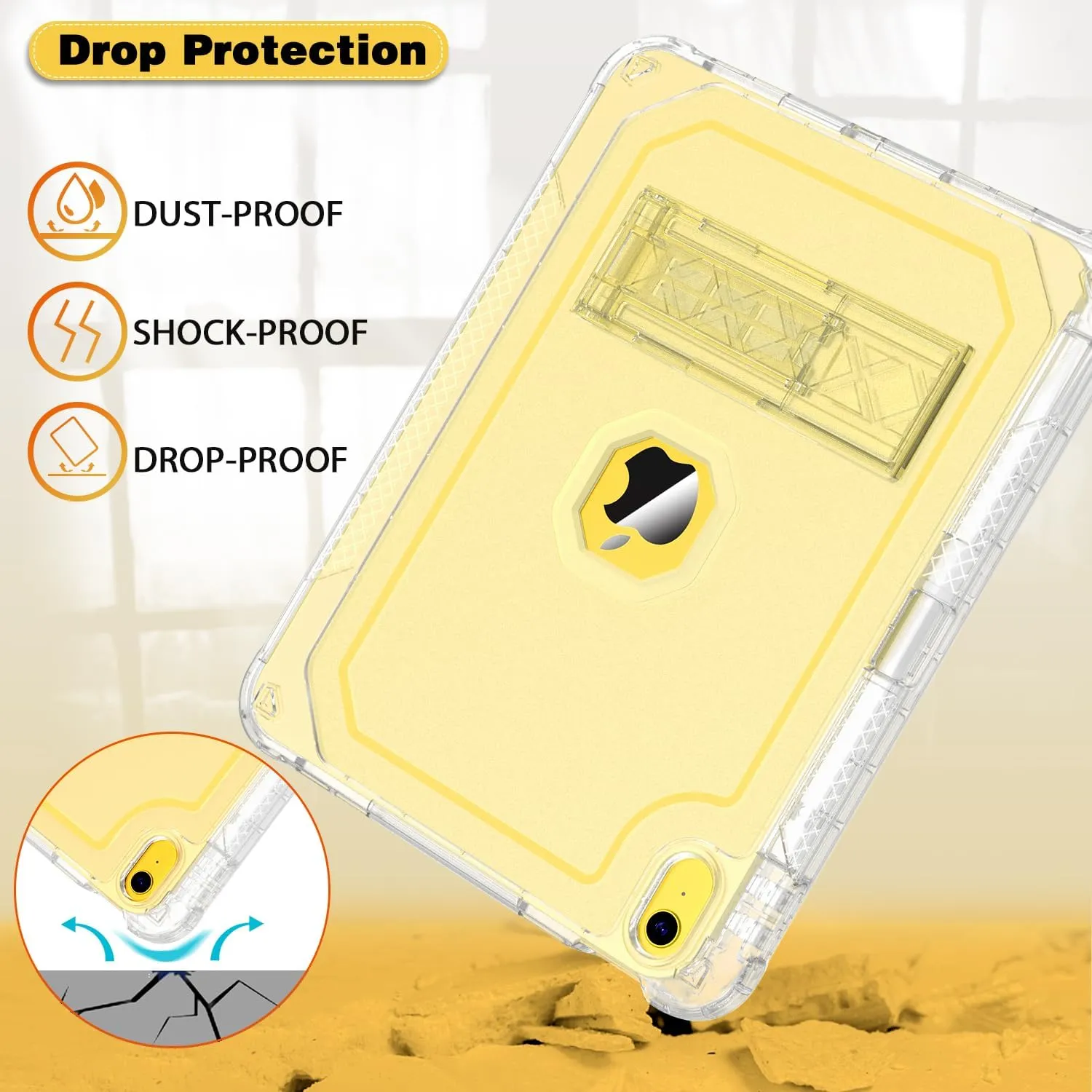 Case for iPad 11-inch (A16) 2025 / iPad 10th Gen 10.9 inch 2022, Heavy Duty Shockproof Rugged Protective with Pencil Holder, 11th / 10th Translucent Cover with Kickstand Kids