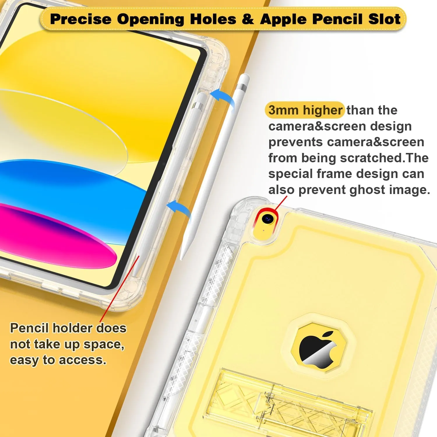 Case for iPad 11-inch (A16) 2025 / iPad 10th Gen 10.9 inch 2022, Heavy Duty Shockproof Rugged Protective with Pencil Holder, 11th / 10th Translucent Cover with Kickstand Kids