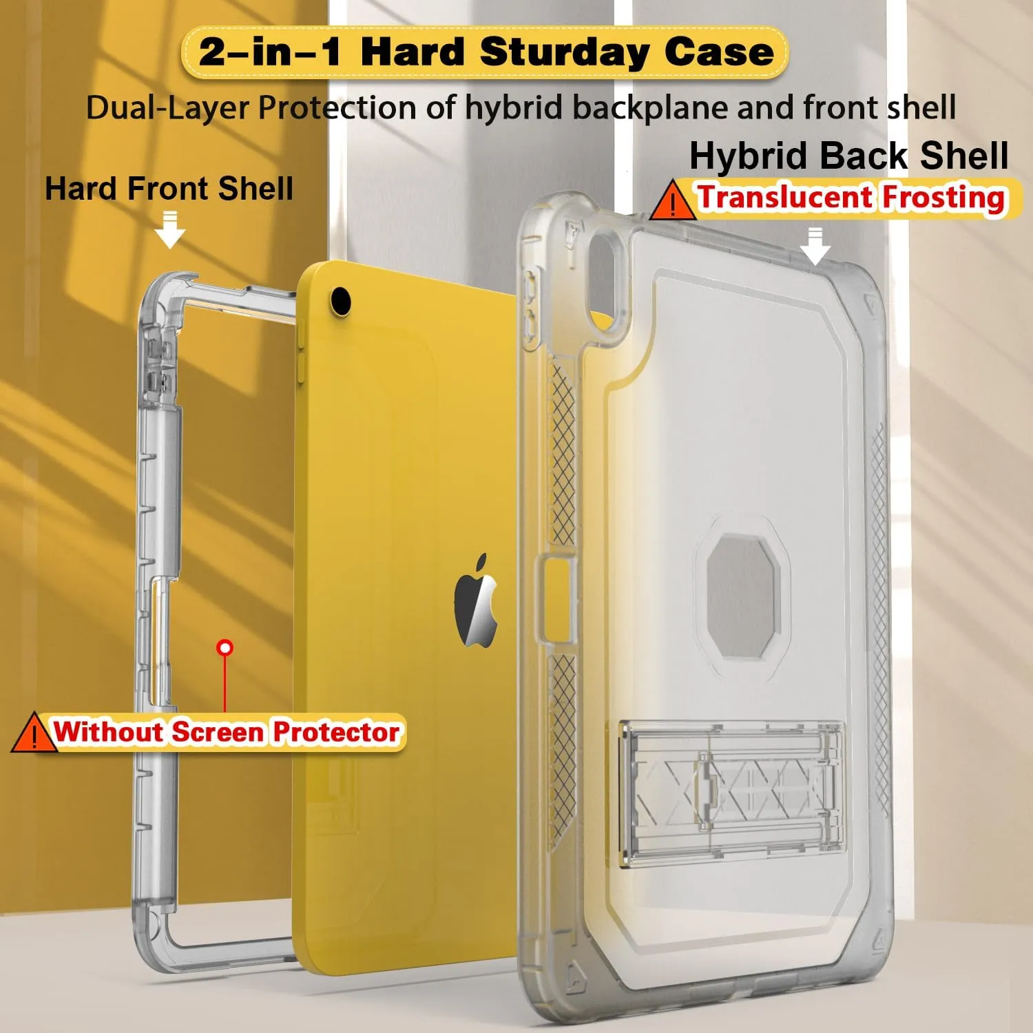 Case for iPad 11-inch (A16) 2025 / iPad 10th Gen 10.9 inch 2022, Heavy Duty Shockproof Rugged Protective with Pencil Holder, 11th / 10th Translucent Cover with Kickstand Kids