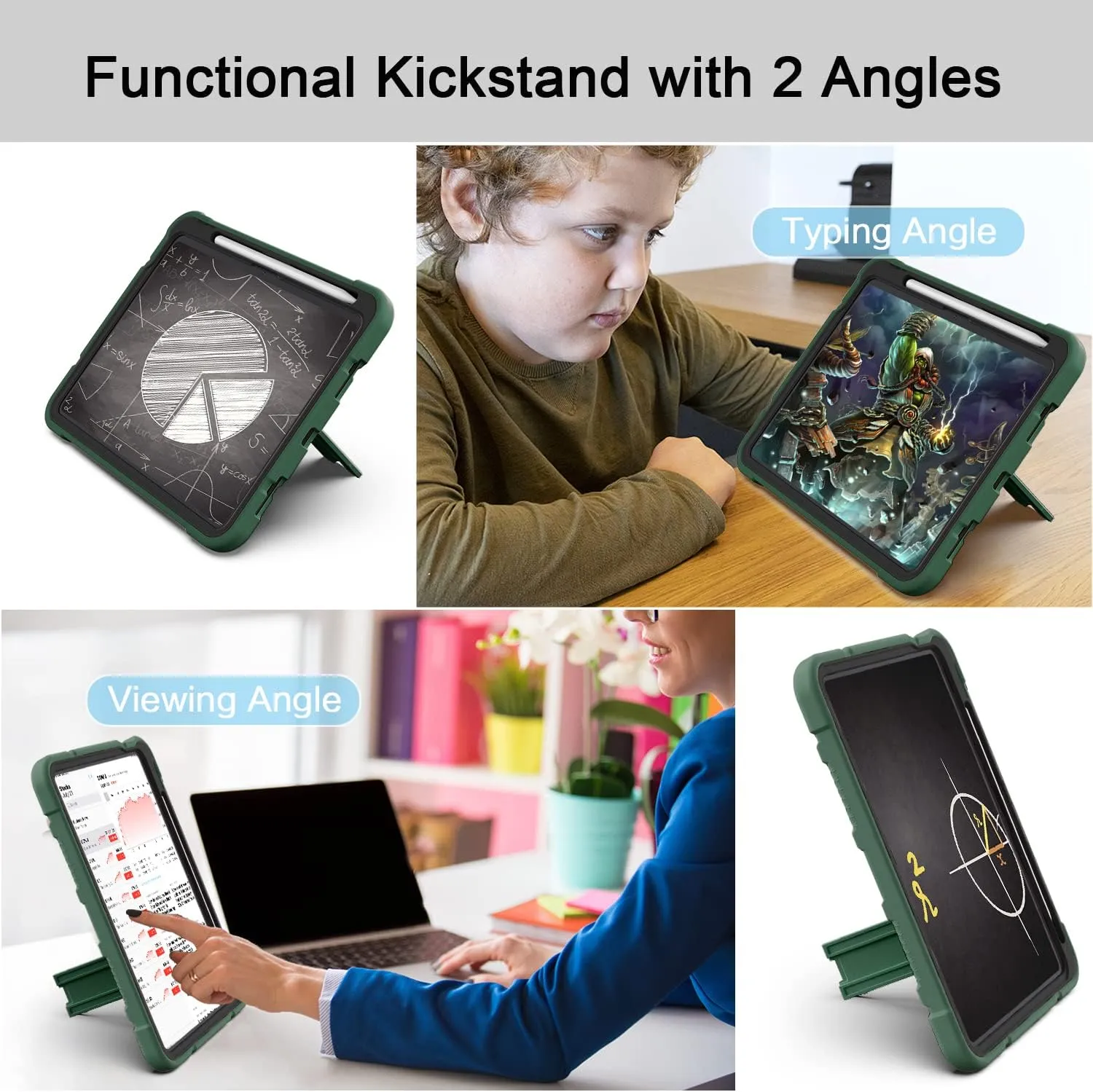 Case for iPad (A16) 11th Generation 11 Inch 2025 / iPad 10th Generation 10.9 Inch 2022, [Built-in Pencil Holder] Heavy Duty Shockproof Rugged Protective Case, Alpine Green2