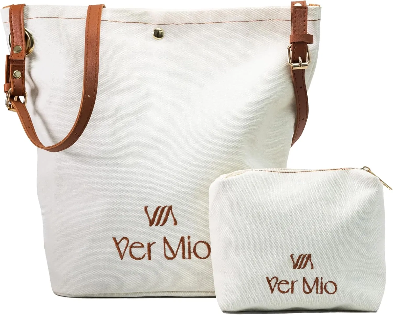 Casual Canvas Tote Bag for Women with Makeup Pouch – Everyday Lightweight Shoulder Handbag, Stylish and Reusable – VerMio