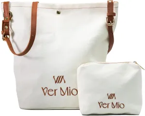 Casual Canvas Tote Bag for Women with Makeup Pouch – Everyday Lightweight Shoulder Handbag, Stylish and Reusable – VerMio