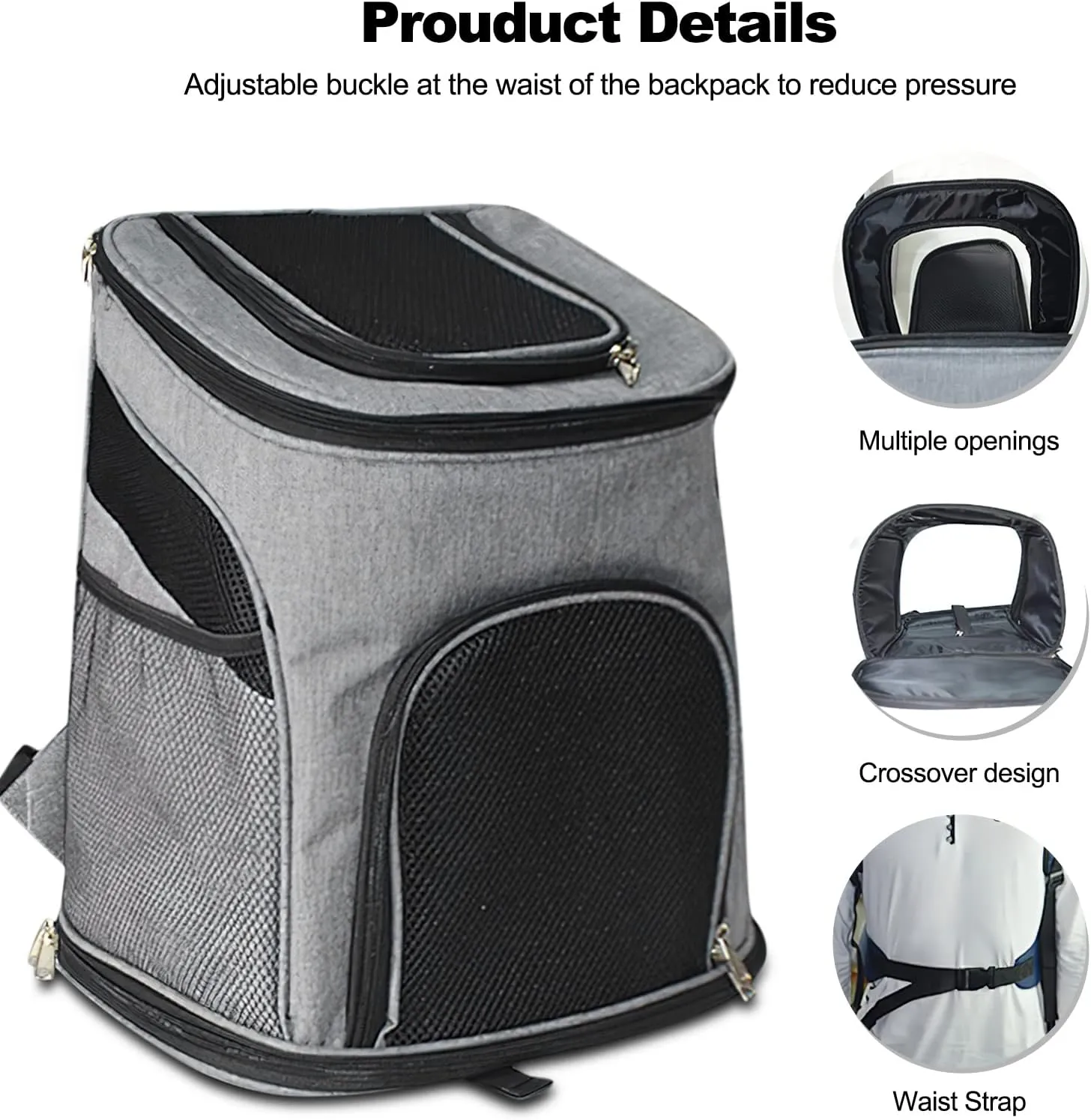 Cat Backpack Carrier, Adjustable Dog Backpack with Super Ventilated Design, Portable Dogs Transport Backpack for Travel, Hiking and Cycling, Outdoor Use(XL, Red)