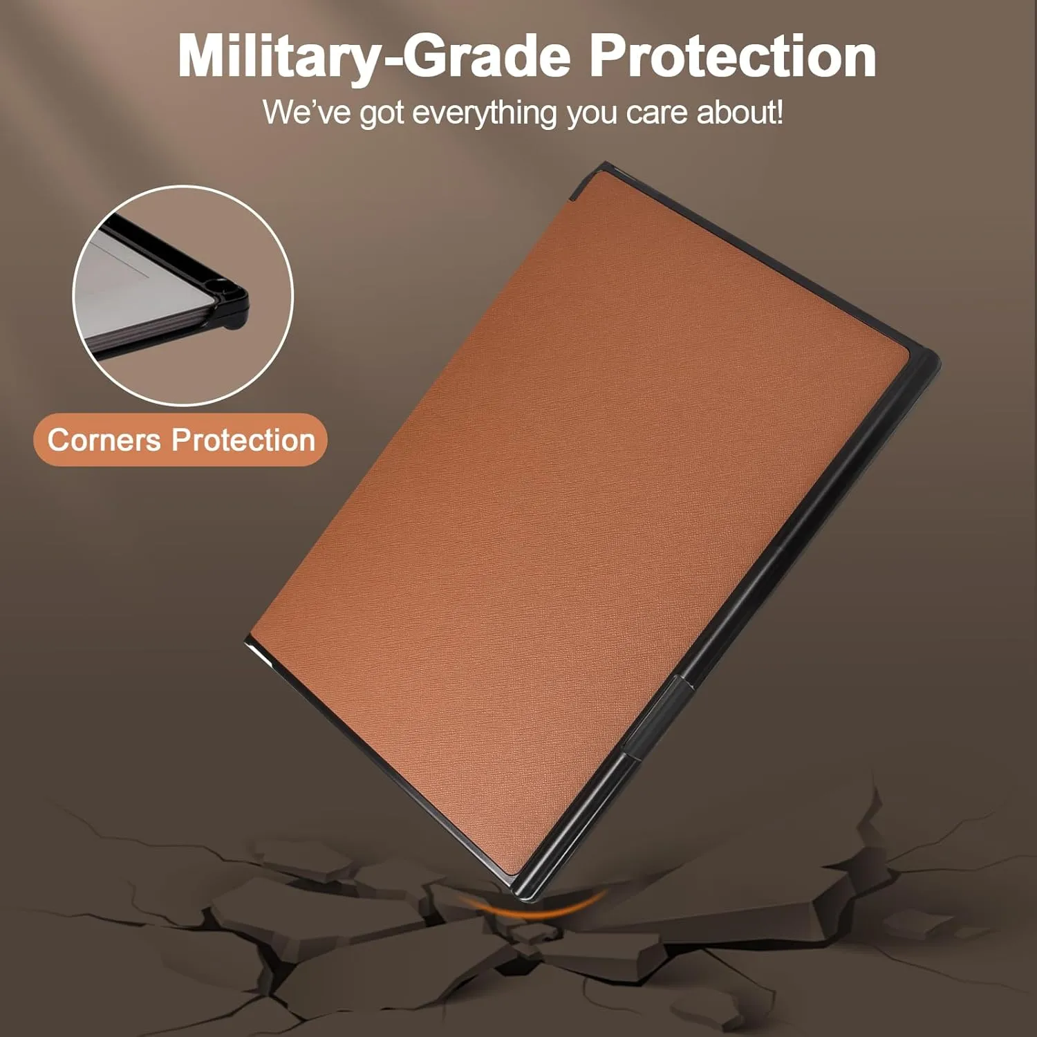 Caweet Case for Remarkable Paper Pro 11.8" 2024, Slim Hard Back Shell Protective Book Folio Cover with Built-in Pen Holder and Auto Wake/Sleep, Brown