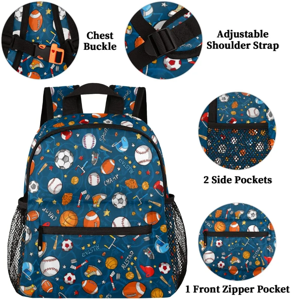 cfpolar Soccer Backpack for Boys, Waterproof 12 In Kids Toddler Backpack Sport Football Casual Daypack Kindergarten Preschool Bookbag Travel Bag Snack Bag with Chest Strap for Children Back to School