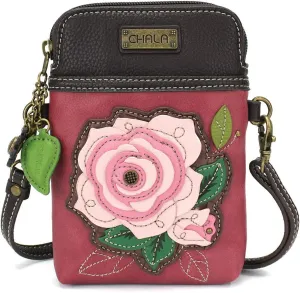 CHALA Cell Phone Crossbody Purse-Women PU Leather/Canvas Multicolor Handbag with Adjustable Strap