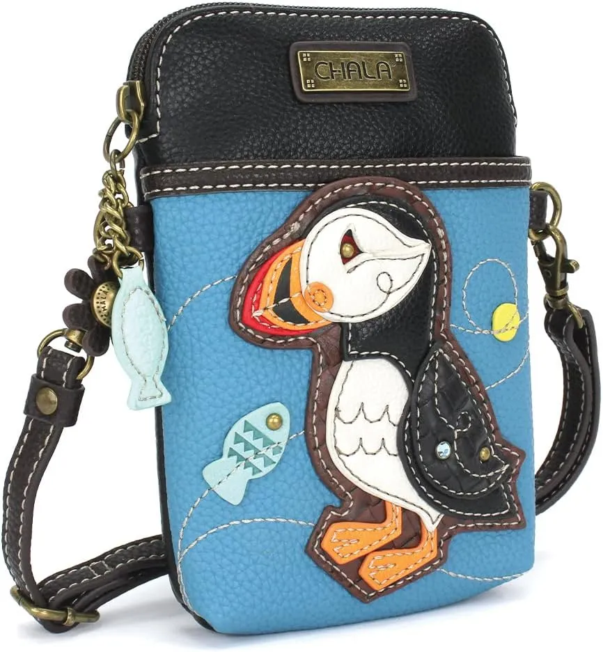 CHALA Cell Phone Crossbody Purse-Women PU Leather/Canvas Multicolor Handbag with Adjustable Strap