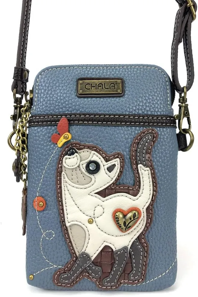 CHALA Cell Phone Crossbody Purse-Women PU Leather/Canvas Multicolor Handbag with Adjustable Strap