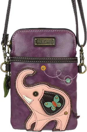 CHALA Cell Phone Crossbody Purse-Women PU Leather/Canvas Multicolor Handbag with Adjustable Strap