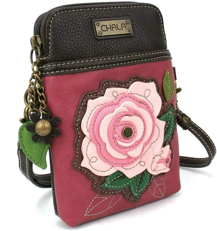 CHALA Cell Phone Crossbody Purse-Women PU Leather/Canvas Multicolor Handbag with Adjustable Strap