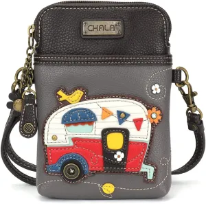 CHALA Cell Phone Crossbody Purse-Women PU Leather/Canvas Multicolor Handbag with Adjustable Strap