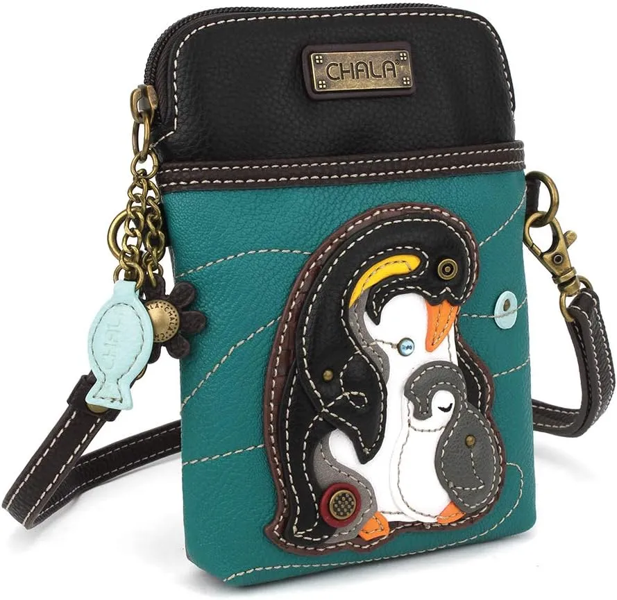 CHALA Cell Phone Crossbody Purse-Women PU Leather/Canvas Multicolor Handbag with Adjustable Strap