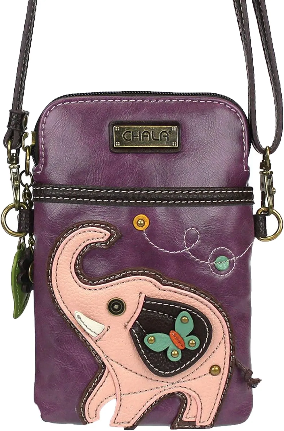 CHALA Cell Phone Crossbody Purse-Women PU Leather/Canvas Multicolor Handbag with Adjustable Strap