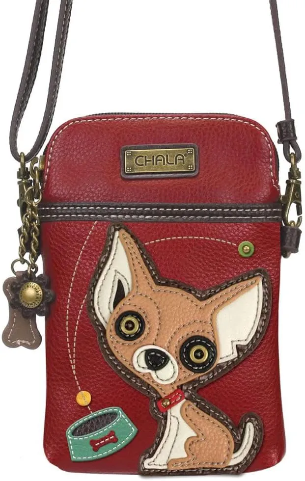 CHALA Cell Phone Crossbody Purse-Women PU Leather/Canvas Multicolor Handbag with Adjustable Strap